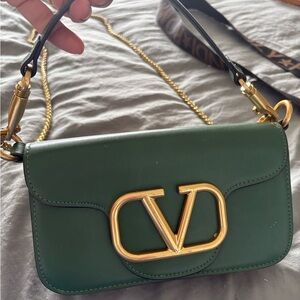 Valentino Green Crossbody Original Bag with Gold Hardware